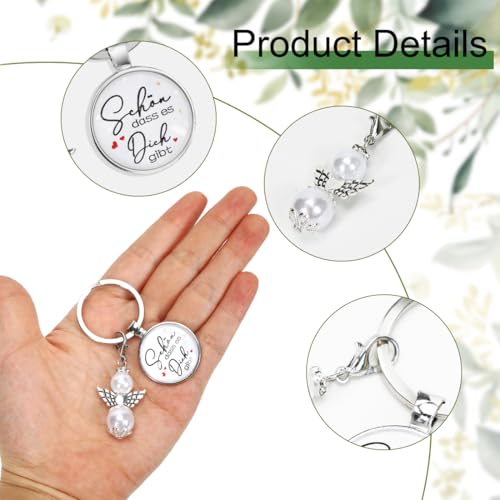 Augesak Schön dass es Dich gibt Geschenke, Grußkarten Schön dass es dich gibt mit Schutzengel Schlüsselanhänger, Glücksbringer Schutzengel, Dankeschön Geschenke für Frauen