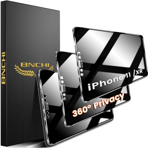 BNCHI 2 unidades 360° Privacy Protector de pantalla para iPhone 11/XR para cristal blindado de privacidad, 4 vías de privacidad, protector de pantalla 9H Full Screen Protector de pantalla, antihuellas