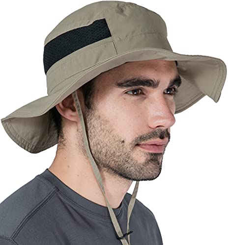 Tough Headwear Men's & Women's Boonie Hat - Beach, Camping, Gardening & Outdoor Floppy Hat - Dark Khaki