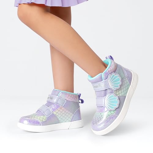 DREAM PAIRS Girls Shoes Toddler Sneakers Kids High Top Shoes with Hook and Loop Storybook Casual Walking Shoes2