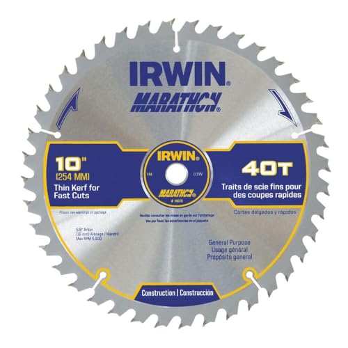 IRWIN Tools MARATHON Carbide Table/Miter Circular Blade, 10-Inch, 40T (14070)