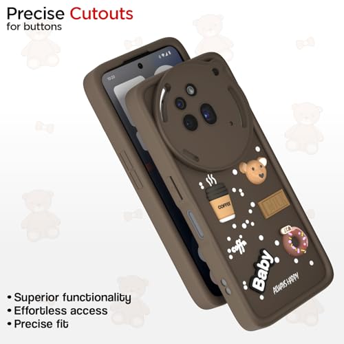 Image of Pikkme Back Cover for Nothing Phone 3a Pro 5G | 3D Cartoon Silicone Case Cute & Fun Full Protective Bumper Cover (Brown)