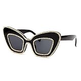  YLNJYJ Gafas De Sol Gafas De SolGafas De Sol De Mariposa Para Mujer Retro Vintage Bling Rhinestone Cat Eye Gafas De Sol Para Mujer Big Frame Black Eye