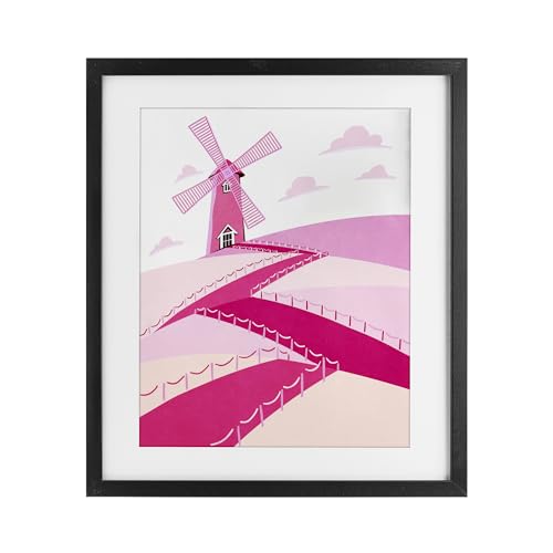 Affiche encadrée Pink Hills decoration murale salon gris et rose