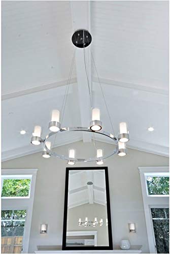 Maxim 23077Clftpc Silo Clear And Frosted Glass Cylinder Round Chandelier, 6-Light Xenon 240 Total Watts, 7" H X 27" W, Polished Chrome #TOP1