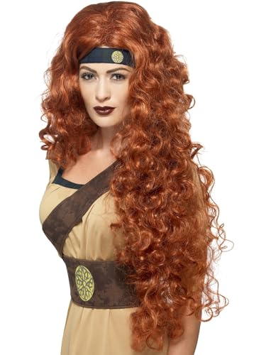 Perruque de Reine Guerrière Médiévale Auburn Extra Longue Halloween