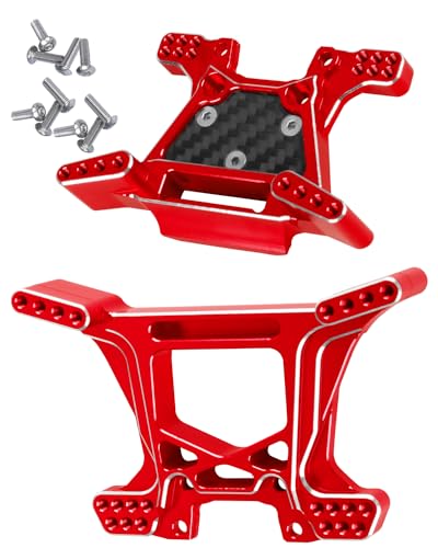 RCHuiWow Upgrades Part for 1/10 Rustler 4WD/4WD(VXL),Alloy Front and Rear RC Shock Towers Hops up,Red
