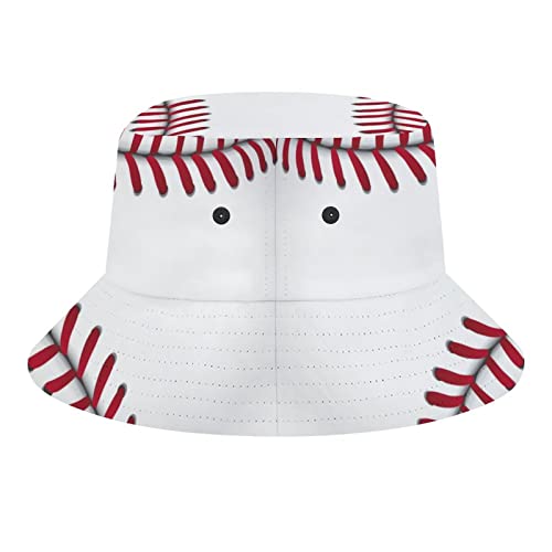 Baseball Texture Design Sport Lover Bucket Hat, Summer Fisherman Cap For Women Men, Unisex Packable Beach Sun Hat For Vacation Travel Outdoor #TOP6