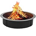 WSSEY Fire Pit Ring Outdoor 45'' Fire Liner 39'' Inner Wooden Burning Campfire Ring Insert Metal Bonfire Rings Above Ground for Patio Garden Grill Camping