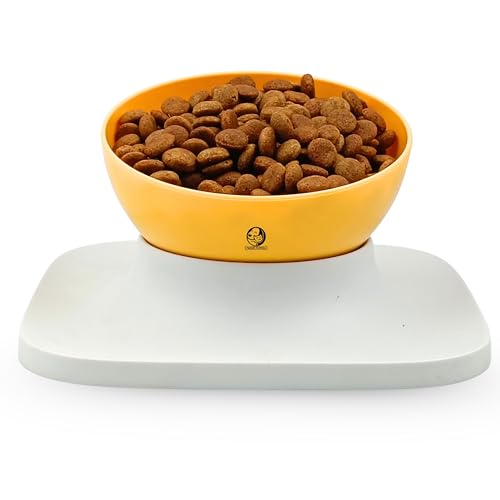 Image of Foodie Puppies Cat Food Bowl with Stand - (Orange, 500ml) Tilted Bowl Food and Water Drinking Feeder Bowl with Non-Skid Base and Easy-to-Clean Design | Suitable for Cats, Puppies and Small Dogs