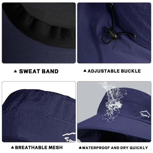 Image of Rosoz Sun Hat for Men Women with Neck Flap,Wide Brim UPF50+ Fishing Hat with Detachable Face Cover Outdoor Sun Protection Hat