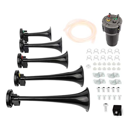 super loud Dixie Musical Air Horn 5 Trumpet Musical Dukes Hazzard Dixie Horn Kit with Compressor Dixie Musical Air Horn for Any 12V Vehicles Trucks Lorrys Trains Boats Cars Vans Kit