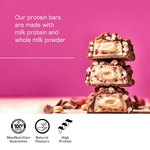 MaxiNutrition Creamy Core Bar Strawberry Yoghurt, 12x45g Protein-Riegel, 30% Eiweiß, 14g je Riegel, low Sugar (2,2 g), ohne Zuckerzusatz, ohne künstliche Aromen