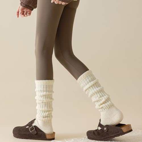 Image of 2 Pairs Women's Fashion Leg Warmers Winter Warm Knit Long Boot Socks Slouch Knee High 80s for Party Gifts