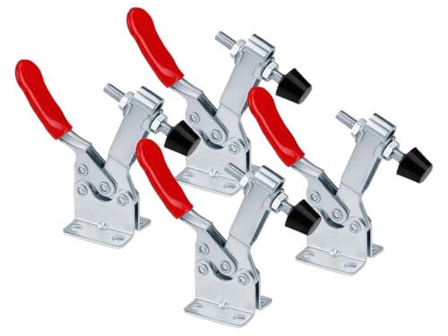 Anlising 4PCS Pince à Genouillère, Sauterelle de Serrage, Pince à Bascule Horizontale, Serrage à Genouillère, Pince à Bascule à Déblocage avec Poignée Rouge, pour Machines, Travail du Bois, Soudure