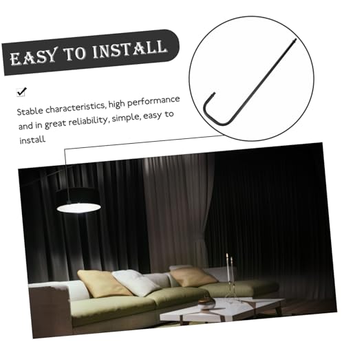 Image of Minimalist Curved Lamp Stem for Desk Lighting Fixture Black Threaded Lamp Stem
