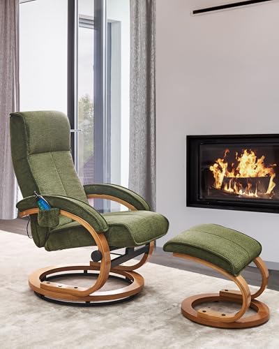 Bequemer Massagesessel mit Heizfunktion, Timer und Fußhocker grün Hero – Bild 3