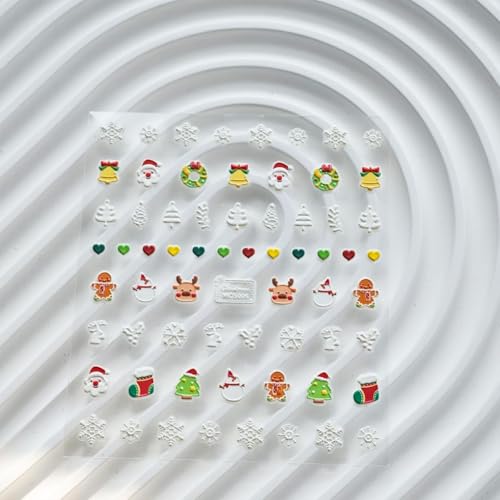Image of Christmas Noctilucent Nail Art Stickers 5D Embossed Self Adhesive Snowman Nail Decals Christmas Tree Nail Sticker for Nails Art Design for Women Christmas Supplies Manicure Decorations Accessories
