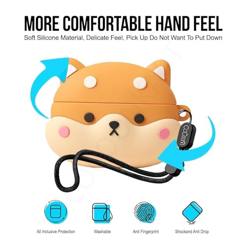 Image of Cartoon Silicone Case Cover Compatible for OnePlus Nord Buds 4 Pro (Shiba + Lanyard)