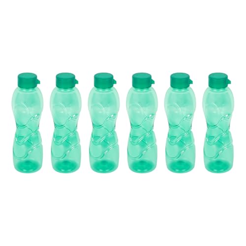 Trinity BPA-Free Plastic Water Bottle Set |Lightweight, Leak-Proof & Freezer Safe – Pack of 6 (1000ml Each), Green
