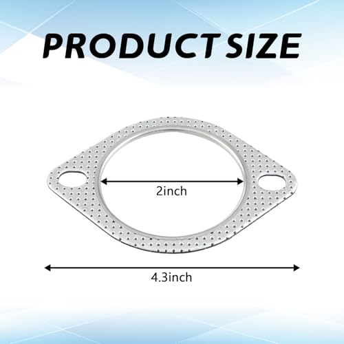 Image of 2PCS Exhaust Flange Gasket Car Exhaust Gasket 2-Inch Exhaust Gasket Material Exhaust Flange Bolt Kit, High Temp Seal Exhaust Pipe Gasket 2-Bolt for Exhaust Turbo Catback Headers(2in)