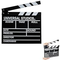 Filmklappe,Filmklappe Regieklappe,Filmklappe Holz,Regieklappe,Synchronklappe,Clapperboard,Beschriftbar,Kino Deko,Szenenklappe Hollywood Kreidetafel Clapbaord,30 * 27cm, schwarz