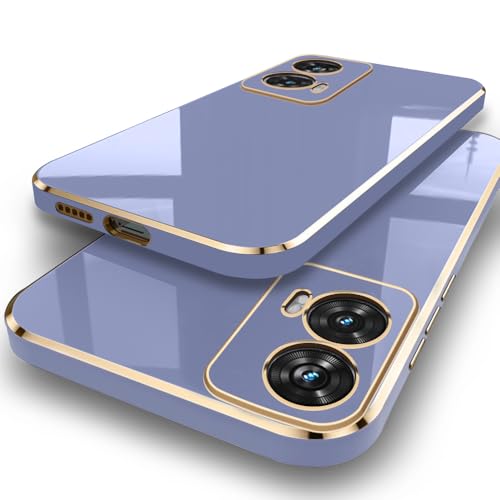 Image of TheGiftKart Luxurious Golden-Plated Back Cover Case for Motorola Moto G85 5G | Raised Lips for Camera & Screen Protection | Shockproof Design | Stylish Back Cover for Moto G85 5G (TPU, Greyish Blue)