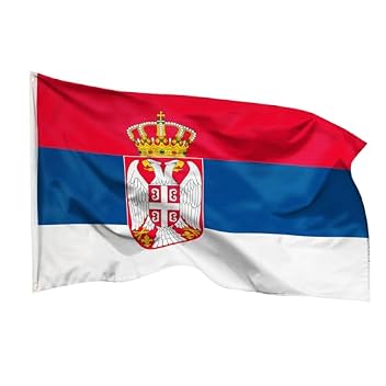 Serbische Flagge 90x150 cm von PHENO FLAGS mit Messing-Ösen