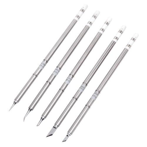 T12 Soldering Iron Tips, Soldering Iron Tips Replacement for Deackimei Cordless Soldering Iron Station, T12 Soldering Kit, 5 Types Soldering Tool (T12-K, T12-JL02, T12-ILS, T12-KU, T12-BC2, 5pcs)