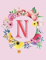 N: N Monogram Notebook 120 Pages 8.5 x11. N Initial Journal for Girls, Gift for Mother and Sister. Pink Floral Monogrammed Journals for Women for writing notes and ideas 1093537469 Book Cover