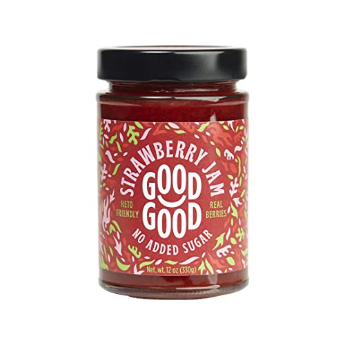 GOOD GOOD Strawberry Jam - No Added Sugar - Low Calorie - Gluten Free and Vegan - Diabetic and Keto Friendly - 12oz / 330g (Pack of 1)