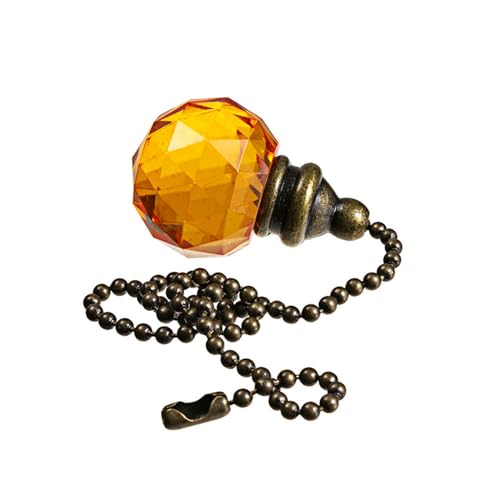 Image of Ceiling Fan Pull Chain Extender, 12 Inches, Bronze, Crystal Ball Pendant, 3 Pack