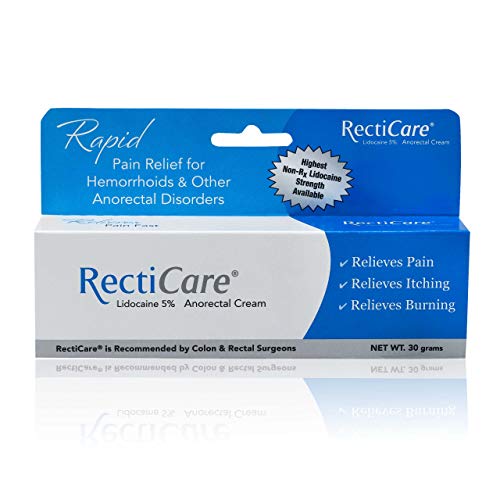 RectiCare Anorectal Lidocaine 5% Cream: Topical Anesthetic Cream for Treatment of Hemorrhoids