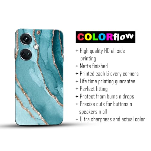 Image of COLORflow Back Cover Compatible with OnePlus Nord CE 3 5G | Beautiful Blue Marble Golden Stripes | Designer Printed Hard CASE Bumper Back Cover Compatible with OnePlus Nord CE 3 5G