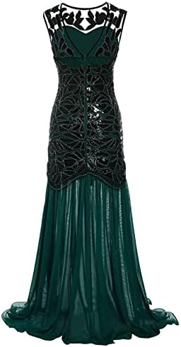 Teen Girl Long Slimming Tunic V Neck Chiffon Sleeveless Formal Date Night Gowns Evening Sequin Sparkly Victorian DU