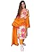 GoSriKi Women's Cotton Blend Embroidered Floral Printed Straight Kurta with Pant & Dupatta (Litup-Orange-GS_S_Orange_Small)