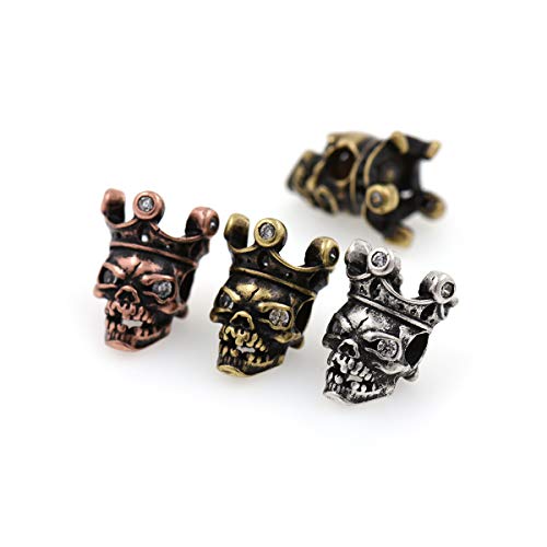 King Crown Skull Head Beads,Micro Pave Cubic Zirconia Gemstone Bracelet Spacer Beads,DIY Jewelry Charms 10x14mm 10Pcs
