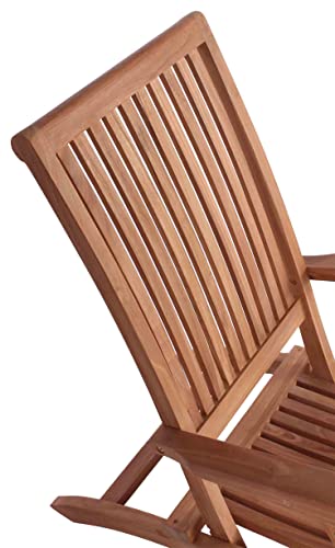 Deckchair aus Teakholz von MR. DEKO Liegestuhl für Garten und Balkon