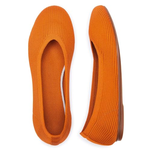 Image of Frank Mully Women's Ballet Flats Round Toe Walking Flats Slip On Work Shoes Knitted Flats Shoes for Woman Soft Lightweight