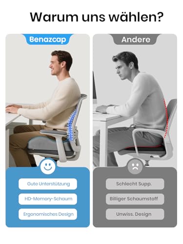 Benazcap Ergonomisches Kissen zur Druckentlastung bei langem Sitzen, Grau – Ansicht 4