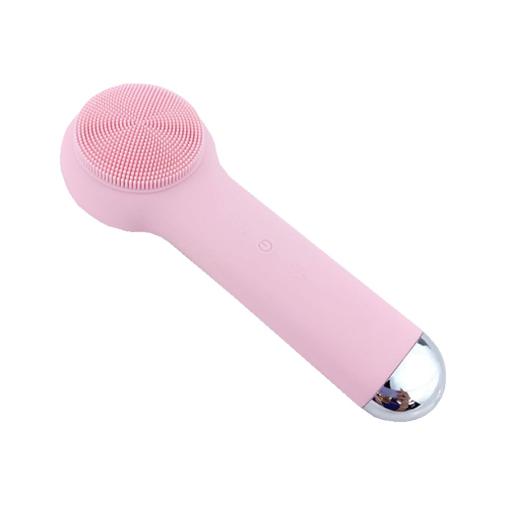 Sonic Scrubber - Exfoliante facial, lavado facial, diseño ergonómico curvado, limpieza profunda, cerdas suaves de alta densidad, para mamá, esposa, mejor amiga, color rosa