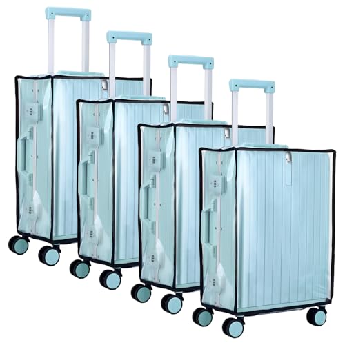 YOUNTHYE 4Pcs Suitcase Covers, Clear PVC Luggage Covers for Suitcases 22/24/28/30 inch Dustproof Waterproof Suitcase Protector Cover for Wheeled Travel Luggage Suitcases