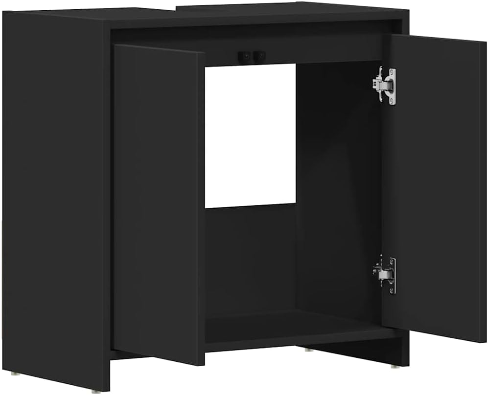 Bathroom Cabinet Black Engineered Wood 23.6 x 13 x 24 in Wall-Mounted Minimalist Vanity Set Storage Solution for Bathroom Furniture Sets and Vanity Combo