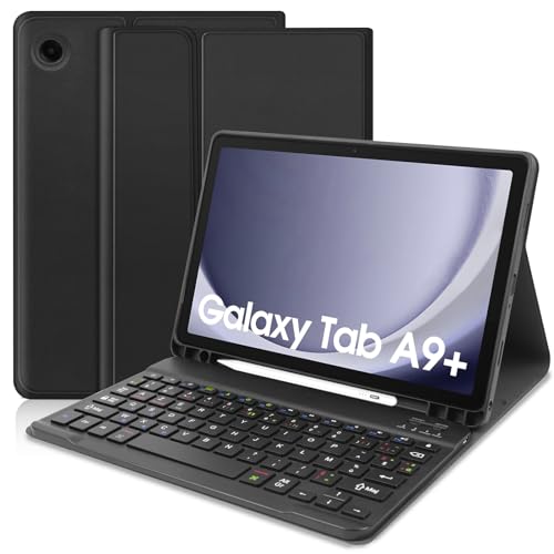 Zabatoco Étui Clavier Compatible avec Samsung Galaxy Tab A9+ 11 2023, AZERTY Français Clavier Coque pour Samsung Galaxy Tab A9+ / A9 Plus 11 Pouces 2023 (SM-X210/X216/X218)