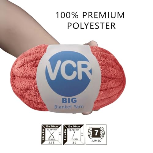 Image of VCR Burnt Orange Yarn, 200 Grams Big Chunky Hank, 22 Meters Length, Suitable for Knitting Blankets and Pillows, 100% Polyester Yarn Ball for Crochet DIY, Soft Threads, Pack of 1