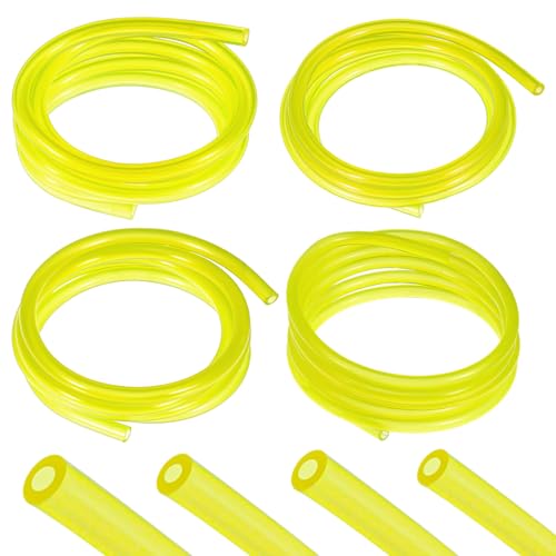 TIESOME 4 Sizes Premium Petrol Fuel Line Hose Tubing, Yellow Petrol Fuel Gas Line Pipe Hose Tubing for Small Engine Chainsaw String Trimmer Blower Lawn Mower, Fit Most 2 Cycle Small Engines