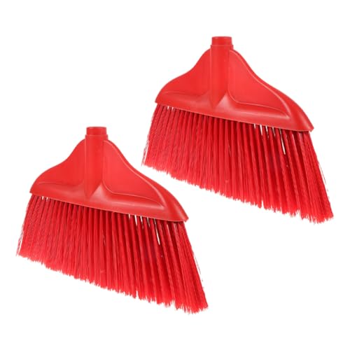 Têtes de balai de cuisine en plastique rouge avec poils épais pour sols intérieurs en lot de 2