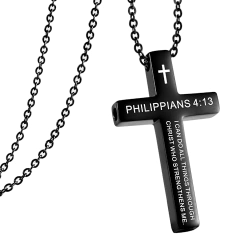 Cross Breathing Necklace for Anxiety, Inspirational Bible Verse Mindfulness Pendant Necklace, Stainless Steel Meditation Breathwork Tool, Anxiety Relief Items for Teens Gift