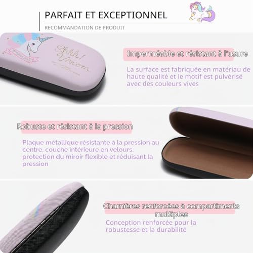 Guador Étui à Lunettes Rigide, La Licorne Étui Lunettes de Soleil Étui de Portable pour Lunettes Boîte à Lunettes Housse de Lunettes avec Chiffon en Microfibre Sacs pour Lunettes 2 Sets (Blanc+Rose) – vue 4