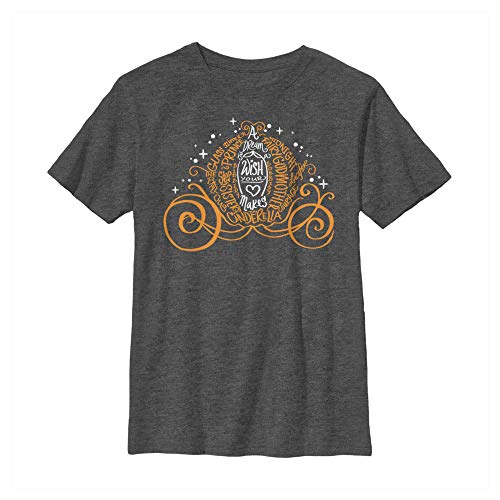 Fifth Sun Prinzessinnen-Kürbis-aschenputtel-t-Shirt Camiseta, Gris Oscuro Jaspeado, S para Niños